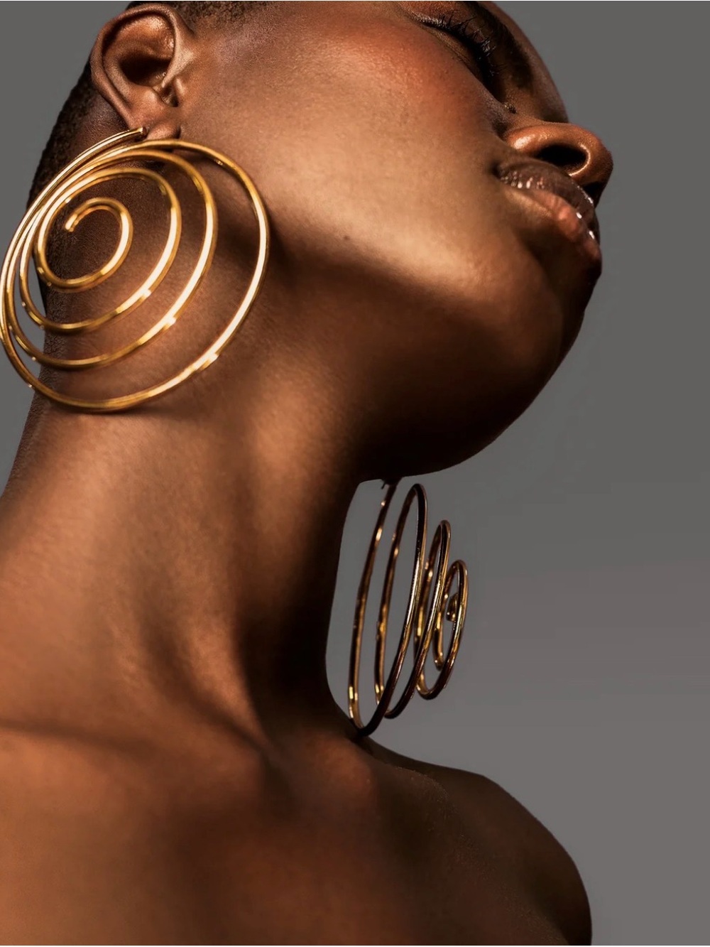 Gold Spiral Statement Hoop Earrings - Women Jewelry